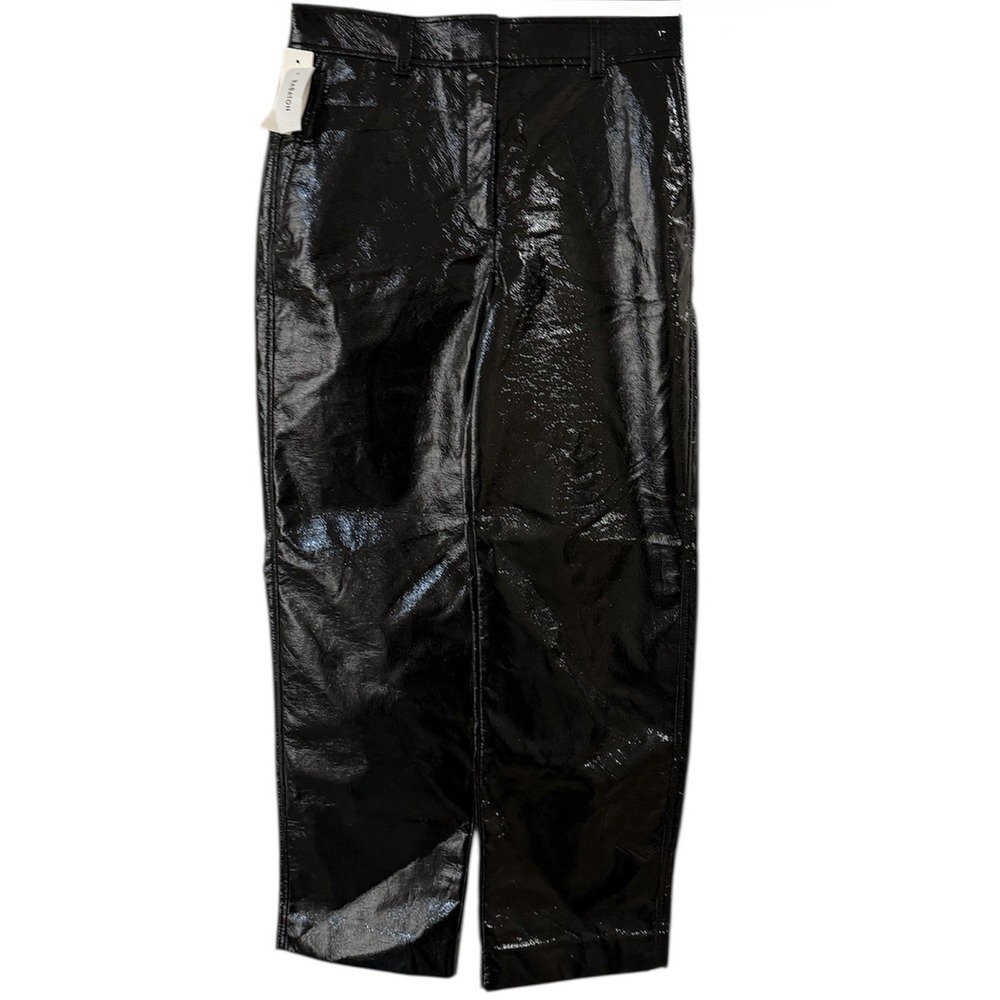 Aritzia Babaton Command Cropped Pant Womens 8 Black Vegan Leather Straight Leg